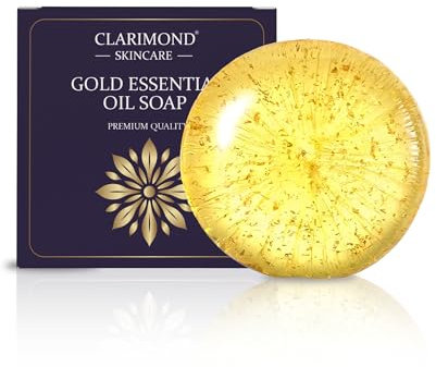 Clarimond Handgemachte Seife – Bio-Seife für Gesicht und Körper, Olivenöl, Kokosnuss, Teebaum- und Blattgold – Peeling, feuchtigkeitsspendend, vegan, Geschenk, alle Hauttypen (100 g)