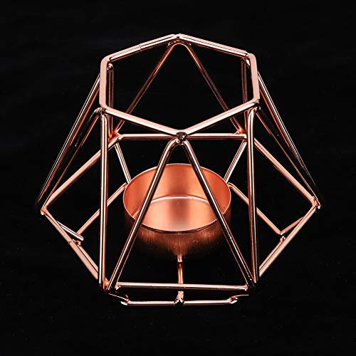 SM Tealight Geo Portavelas Juego de 2, Modernos Portavelas de Metal para Decoración de Mesa del Hogar, Portavelas Centro de Mesa para Bodas, Fiestas, SPA, Decoración de Hroom