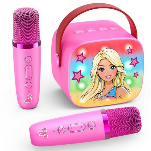 Dislocati Karaoke Machine 2 Microphones for Girls, Princess Girls Toys Age 3-15 Year Old Girls Gifts Kids Microphone Wireless Bluetooth Speaker Kids Karaoke Microphones Girls Birthday Presents