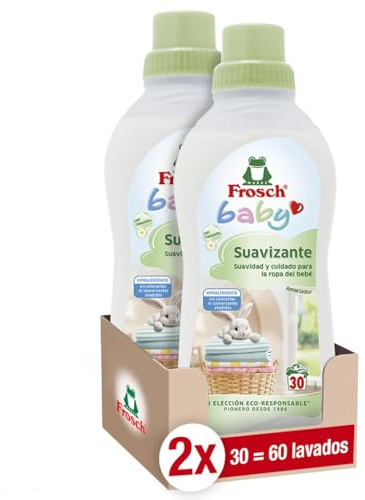 Frosch Baby - Suavizante Concentrado Liquido para Lavadora para Ropa de Bebé, Apto para Pieles Sensibles, Producto Ecológico y Hipoalergénico - 750 ml Pack 2 unidades