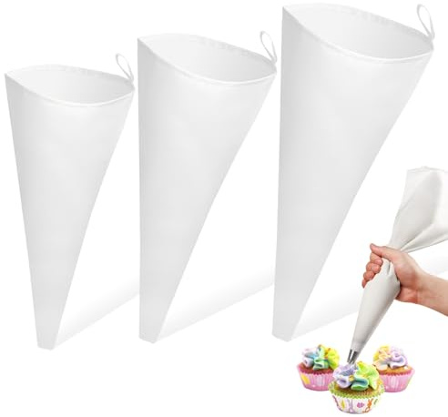 3 Pièces Poches à Douilles Réutilisable, 30/35/40 cm Poche a Douille Patisserie Professionnelle, Patisserie en Coton, Professionnels Piping Bag pour Biscuits, Cupcakes, Desserts, Gâteaux Décoration
