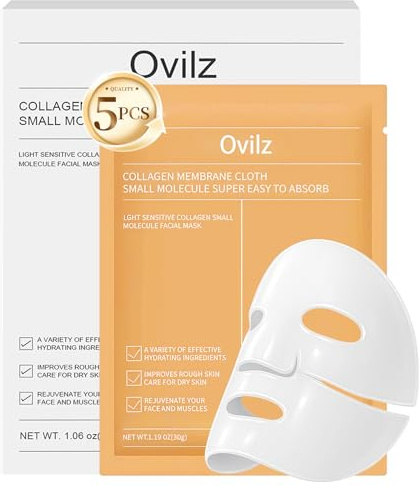 5 pieces Hydrolyzed Collagen Face Mask,anti-a ging collagen face,travel size collagen mask,hydrating mask for dry skin,weekend trip facial mask skincare mask for Hydrating and Moisturizing