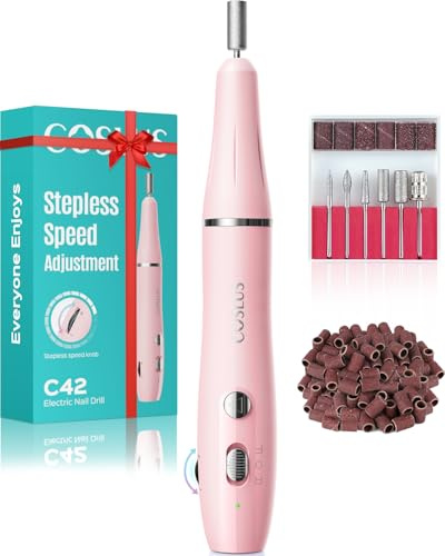COSLUS Nagelfräser Kabellos Tragbar für Gelnägel: elektrische Nagelfeile stufenloser Geschwindigkeitsregelung für Maniküre Pediküre und Acrylnägel Plastik Nail Drill für Anfänger & Nagelstudio Zuhause