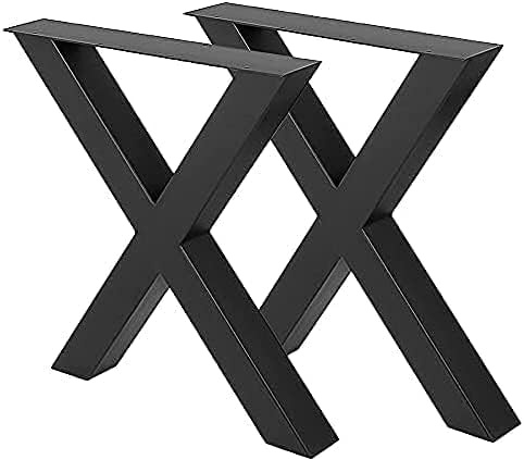 Garvee Tischbeine Metall Schwarz, 2er Set Industrielles Tischgestell X-Form – Schwere Ausführung, Rostschutz, Einfacher DIY-Einbau, Für Couchtisch & Werkbank