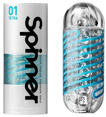Tenga Spinner 01 Tetra Masturbator - Reusable mens sex toy with internal coil mechanism and ridges - One size in white