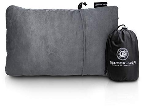 BERGBRUDER Komprimierbares Reisekissen - Nackenkissen aus zerkleinertem Memory Schaum - Outdoor Camping-Kissen weich, Ultraleicht & kompakt