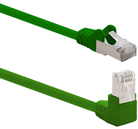 1aTTack.de - Cable de red Cat6 Cat 6 en ángulo de 90 grados SFTP PIMF 1000 Mbits RJ-45-1 pieza verde 1m