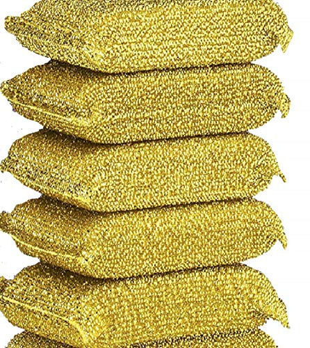 Shuiniba 6 stycken repfria svampar, skrubbsvamp, disksvamp, kökssvamp, mångsidig slitstark skrubbsvamp - guld