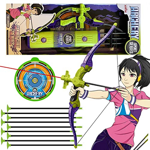 Koolbitz Large Bow and Arrow Set, Archery Set with Target and a Big Quiver, Bow with Infrared Light and Soft Arrows Set for Kids, Indoor or Outdoor Games, Boys and Girls Ages 5 to 12, with 13 Arrows