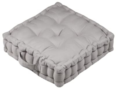 Stof - Coussin de Sol - Taille 45 x 45 x 10 cm - 100% Coton - Couleur Naturel - Modèle Oxford - Satin de Coton - Qualité exceptionnelle - Assise Confortable - Doux au Toucher et élégant