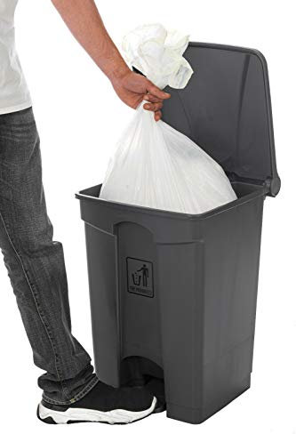 Curvaso Premium 68L Grey Foot Pedal Bin | Hands-Free Step On Waste Dustbin for Kitchen, Office, Home & Commercial | Large Recycling Trash Can Indoor Outdoor Use