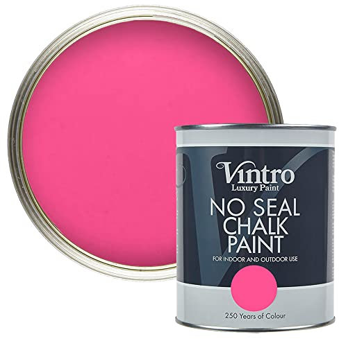 Vintro Paint | No Seal Chalk Paint | Pink | Interior & Exterior Use | Furniture | Walls | Wood | Metal | 1 Litre (Deptford Pink)