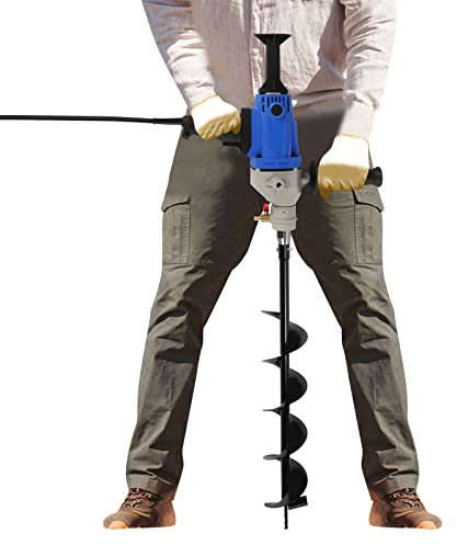 120mm Gartenbohrer Elektrischer Post Hole Digger Erdbohrer 1900W Pfahlbohrer Brunnenbohrer Erdbohrgerät inkl Bohrer zum Pflanzen bis zu 1.000 Drehzahl