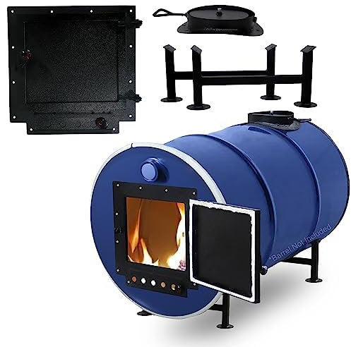 Sonret Barrel Fire Kit – perfekt för 30–55 gallon tunna metallfat – campingutrustning tunnspis kit – brandvedkamin eldfat kit för nöduppvärmning och matlagning och överlevnad