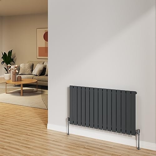 NRG Radiador de antracita de 600 x 1020 mm, panel plano horizontal, calefacción central