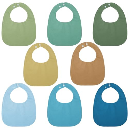 8 Packs Bandana Dribble Bibs, Soft Cotton Baby Teething Bibs Waterproof Drool Bibs with Adjustable Snaps for 0-36 Months Unisex Newborn and Toddlers