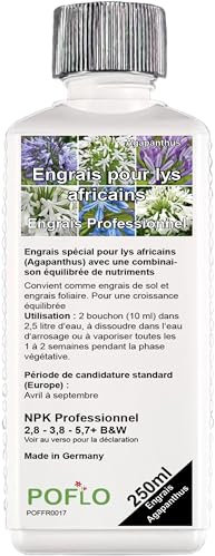 POFLO Engrais liquide professionnel NPK pour lys africains (Bot. Agapanthus) (250 ml)