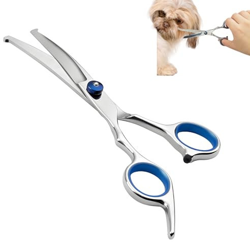 Hunde Scheren, Gebogene Schere Fellschere Für Hund und Katze Sicherheit Runde Spitze Grooming Schere, Edelstahl-Fellschere für Hunde und Katzen