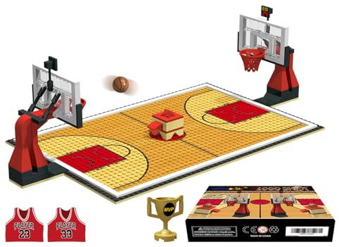 Nicolababe Blocs de construction créatifs - Plaques de base et ensembles de 2 briques de construction classiques pour jeu de basket-ball - Compatible avec les grandes marques (rouge)