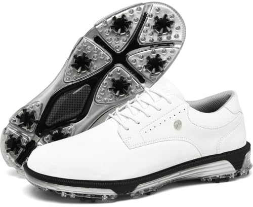 ULTIANT Mens Golf Shoes Traditions Spikeless Size 7.5-13(White,47)