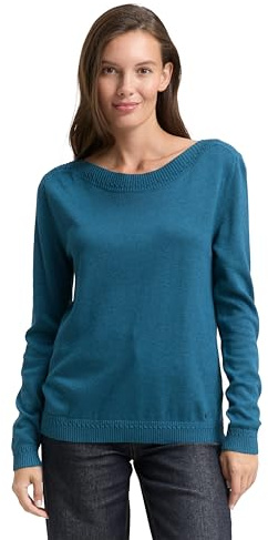 TOM TAILOR Pull pour Femme, 38879 - Bleu pétrole foncé mélangé, M