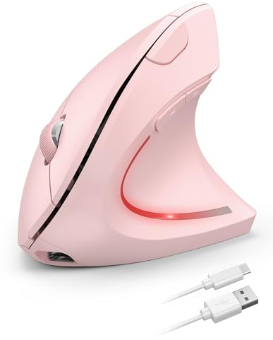 TECKNET Souris sans Fil Rechargeable, Rose | avec Suivi Optique 4800 DPI Réglable, Souris Silencieuse 2.4G, 6 Boutons, LED pour Ordinateurs, Portables, Mac, PC, Windows