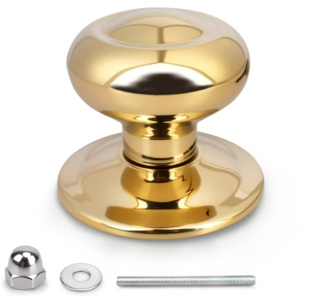 GANZTECH 70mm 1 Pieza Oro PVD Manijas de puerta esféricas redondas de acero inoxidable de grado aeroespacial de estilo español. Adecuadas para todas las puertas interiores y exteriores.