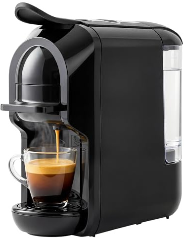 HOMCOM Pod Coffee Machine for Nespresso Original, Dolce Gusto Capsule and Ground Coffee, Small Semi Automatic Coffee Maker with 19 Bar Pump and 0.6L Water Tank for Home Office, Black