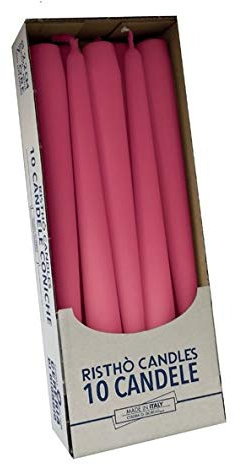 Cereria Di Giorgio 10 Candele coniche Ø 2,2 cm Altezza 25 cm - Candele Decorative per la casa – Colore Fucsia – Durata 7 Ore – Inodore – Cera vegana Naturale – Senza Olio di Palma – Made in Italy