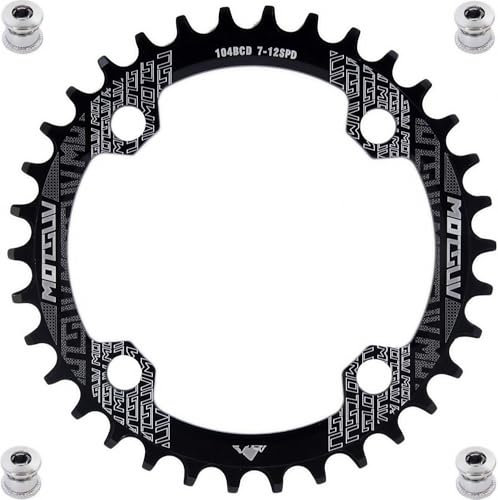 YBEKI Pro-Grade 104BCD Chainring (30-52T) CNC 7075-T6 Aluminum Narrow-Wide MTB/Road Round Oval Bike Chainwheel | Shimano/SRAM 8-11 Speed Compatible | 573MPa Strength (Black Round, 38T)