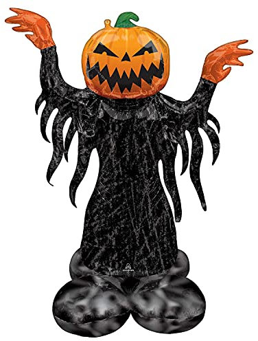 Amscan 4305111 - Folienballon Kürbis, 93 x 134 cm, AirLoonz Ballon, Pumpkin Head, Halloween Deko