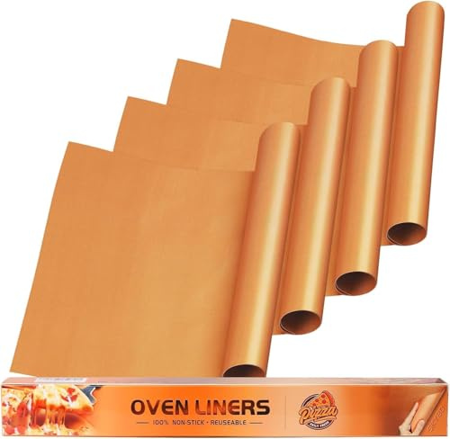 SKYBD 4 Pack Large Copper Oven Liners for Bottom of Oven BPA and PFOA Free, 16x24 Inch Thick Heavy Duty Non Stick Teflon Oven Mats for Electric, Gas, Toaster, Convection, Microwave Ovens Grills