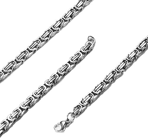 Milacolato Königskette Herren Silber Wikinger Byzantinische Kette Halskette Edelstahl Klobige Schwere Kette Hip Hop Punk Halsketten Schmuck Für Herren 6mm 55cm