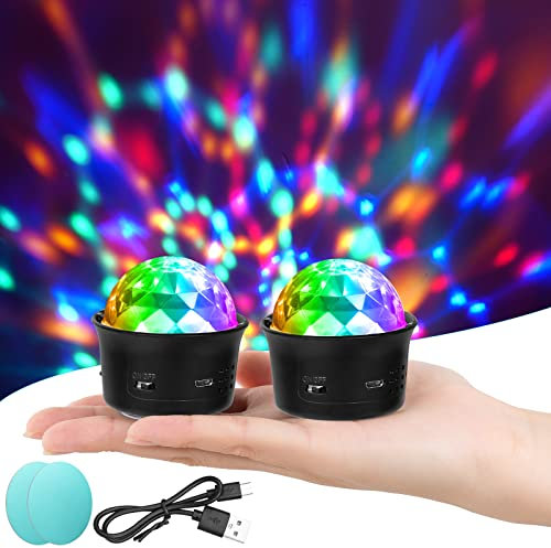 URAQT Disco Lights for Parties, Sound Activated Mini Disco Ball Light, DJ Strobe Ball with Mirror and Glitter Effect, Stage Effect Lights for Party Kids Birthday Club Family Gathering Christmas(2pcs)
