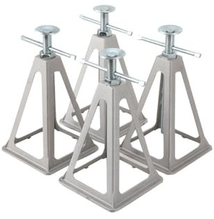 ECUTEE Cavalletto di Supporto per Roulotte, Set da 4 Pezzi, Cavalletti Dappoggio in Alluminio per Rimorchio e Caravan da 3600 kg, Supporti per Assale, Altezza Regolabile 280 – 440 mm