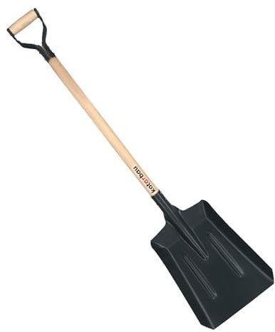 KOTARBAU Pala per carbone con manico in legno, 1180 x 290 mm, in acciaio, per barbecue, pala con manico lungo in legno