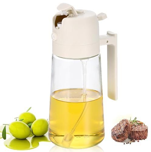 Eastrise Premium Oil Sprayer for Kitchen and Air Fryer Spray for Kitchen Leakproof Glass Oil with Dispenser Accessories for Deep Fryer No Oil(White)