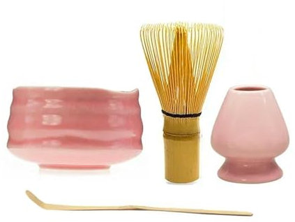 LIUXIN japansk keramisk matcha-skål, glänsande rosa, machate-visp, chawan-chasen-hållare, spade, sil, kopp, ceremoni presentset, födelsedagspresenter