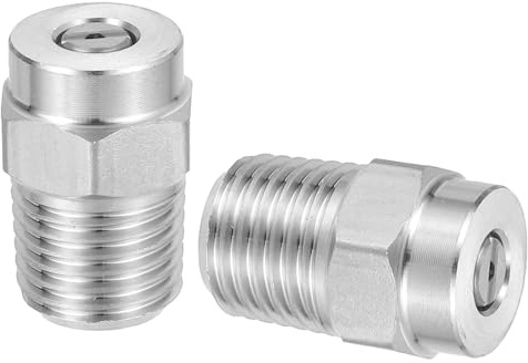 QUARKZMAN 2 stycken munstycken med tryckrengörare, gängade rostfria munstycken tips, universell ersättning för undergolvstvättare, vattenborste, 1/4 tum NPT-hane, 25 grader 065 munstycksöppning