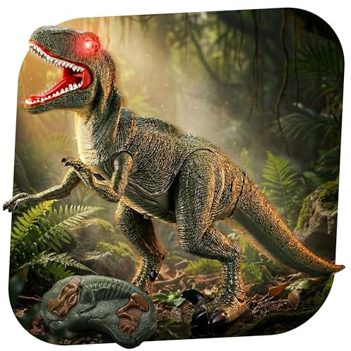 RC Dinosaurier XXL T-Rex, 52 cm, ferngesteuertes Dino Spielzeug mit weichem, realistischem Gummi-Kopf, LED-Beleuchtung, realistischen Soundeffekten, Gehfunktion, Tyrannosaurus für Kinder, Jugendliche