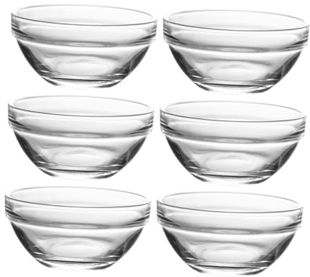 CLISPEED 6 pezzi Ciotole Rotonde in Vetro Trasparente Resistenti al Calore Scodelle per Zuppe e Dessert Impilabili e Facili da Ristoranti e Bar
