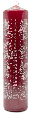 Velas de calendario de Adviento con diseño, grande, 50 x 200 mm, JEKA, EWA, TLB