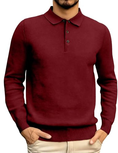 Maglioni da uomo Maglioni da uomo invernali Maglione da uomo Maglione lavorato a maglia Con colletto polo a maniche lunghe Maglione in maglia fine Moda casual classica per tutti i giorni e ufficio, 01
