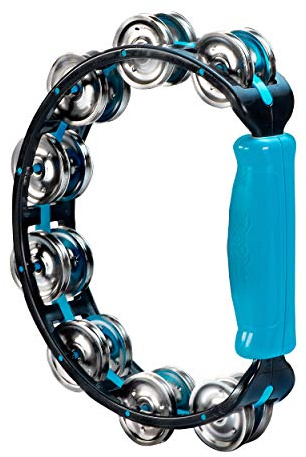 Voggenreiter Hi-Lo Tambourine Schellenkranz Percussion Instrument (Durchmesser: 23 cm, neuartiger Resonanzspalt, solide und leichte Konstruktion, integrierte Stoßdämpfer), Blau/Schwarz
