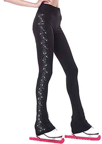 LIUHUO Pantalones de Patinaje artístico para niñas, Ropa de Entrenamiento, Cristales de Calidad, Leggings Negros para Patinaje Infantil