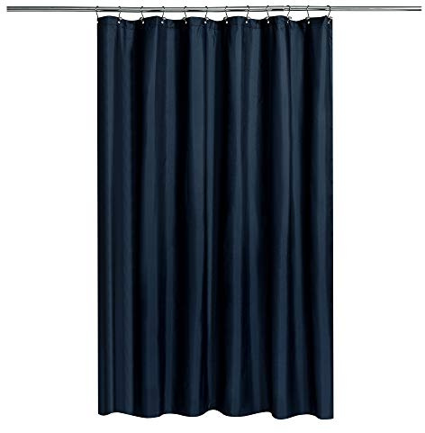 N&Y HOME Fabric Shower Curtain Liner with Weighted Magnets - Navy Blue Shower Curtain for Bathroom with Hotel Quality, Machine Washable, Water Repellent - Navy, 72x72