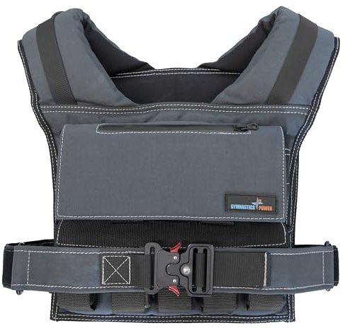 GYMNASTICS POWER Gewichtsweste verstellbar für Männer und Frauen - Workout Gewichtstraining Weste für Fitness, Laufen, Kraft, Übung & Cross-Training (Space Gray, 20.4 kg)