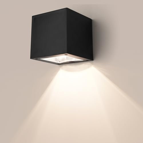 AWSGHLF Solar Up and Down Wall Lights, Waterproof Steel Solar Fence Light Wireless Garden Wall Lights Modern Design Light Patio Terrace Front Door Pathway Solar Sensor Outdoor Light