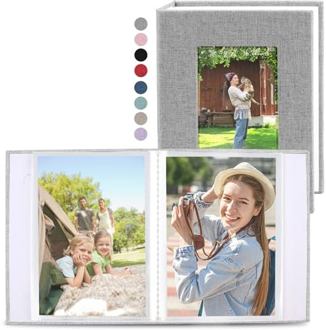 vivinin Lot de 2 albums photo de 12,7 x 17,8 cm, couverture en lin, petit album photo pour 36 pochettes pouvant contenir 72 photos, livre d'images pour photos, anniversaires de famille, vacances