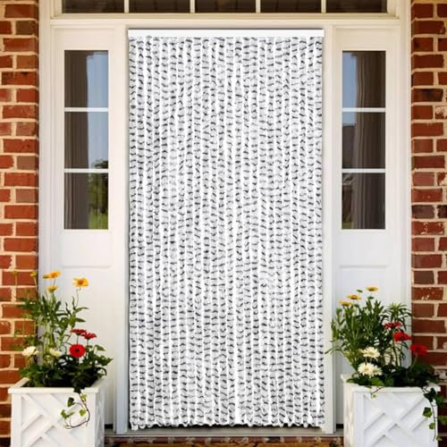 Sufrk Insect Curtain Light and Dark Grey 100x220 cm Chenille-Magnetic Fly Screen Door,Heavy Duty Bug Mesh Curtain with Powerful Magnets and Full Frame Magic Tape,Insect Protection Door No Gap